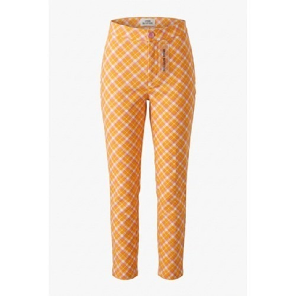 Urban Outfitters Orange Plaid Slim Ankle Twill Stretch Pants Womens 6 OB942927